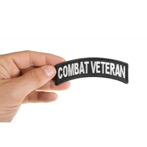 Patch, Small Embroidered Rocker (Iron-On or Sew-On), Combat Veteran Military Vet, 4" x 1.5" Arch
