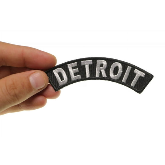 Patch, Small Embroidered Rocker (Iron-On or Sew-On), Detroit Michigan City Patch, 4" x 1" Arch