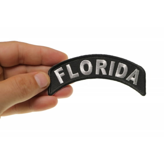 Patch, Small Embroidered Rocker (Iron-On or Sew-On), Florida State Patch, 4" x 1.75" Arch