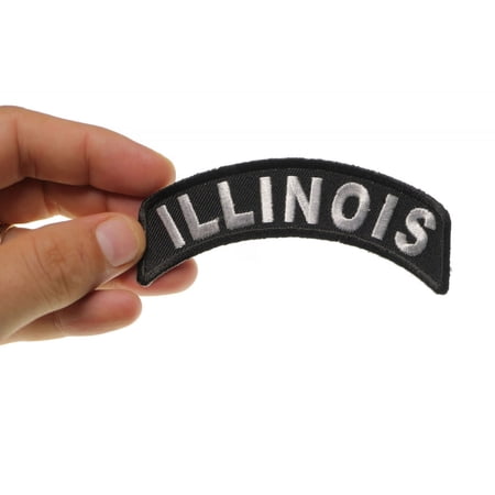 Patch, Small Embroidered Rocker (Iron-On or Sew-On), Illinois State Patch, 4" x 1.75" Arch