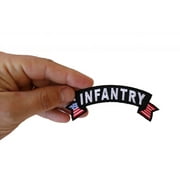 Patch, Small Embroidered Rocker Iron-On or Sew-On, Infantry Military Vet United States Flag, 4" x 1.5" Arch