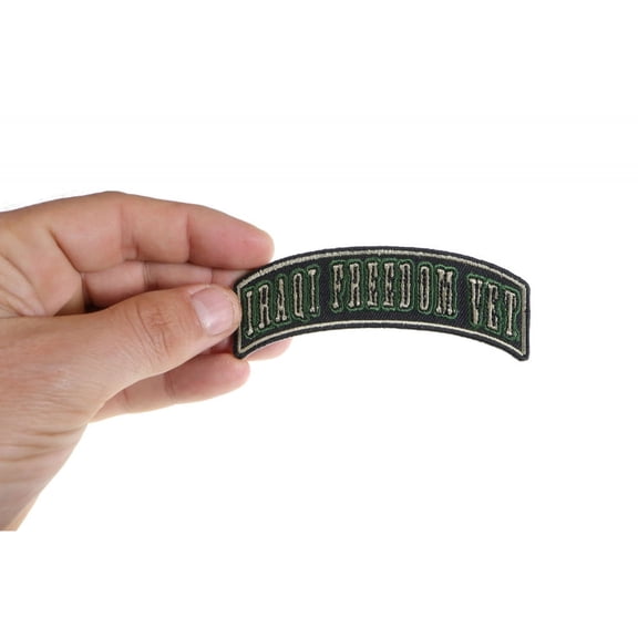 Patch, Small Embroidered Rocker (Iron-On or Sew-On), Iraqi Freedom Vet, 3.75" x 1.5" Arch