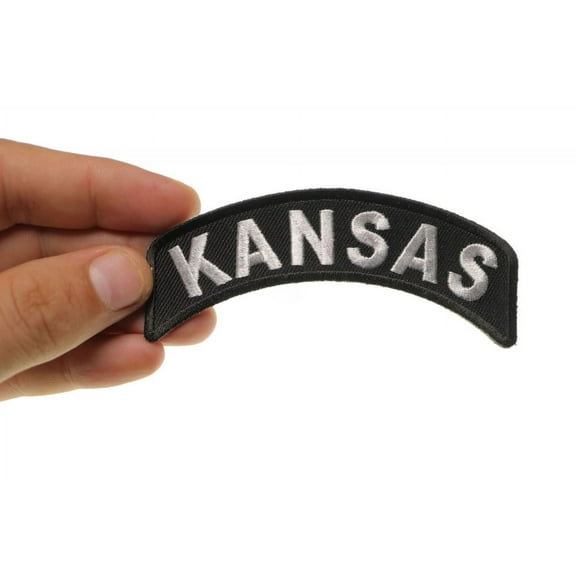 Patch, Small Embroidered Rocker (Iron-On or Sew-On), Kansas State Patch, 4" x 1.75" Arch