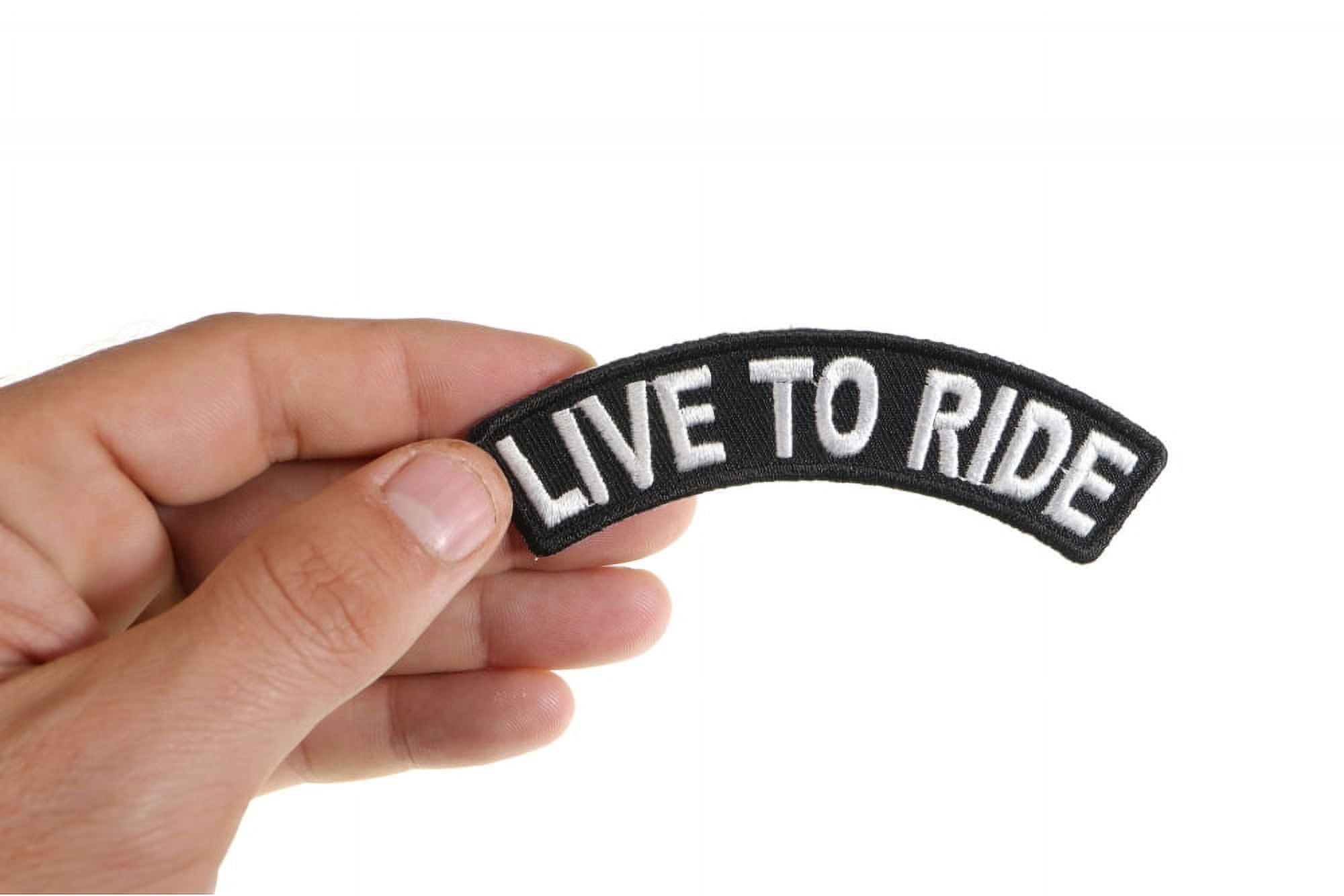 White Patch Rocker Patch, Small Embroidered Rocker (Iron-On or Sew-On), Live To Ride White ...