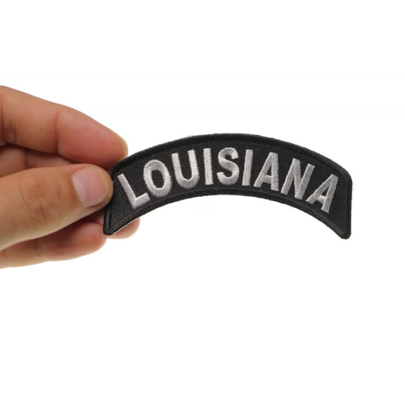 Patch, Small Embroidered Rocker (Iron-On or Sew-On), Louisiana State Patch, 4" x 1.75" Arch