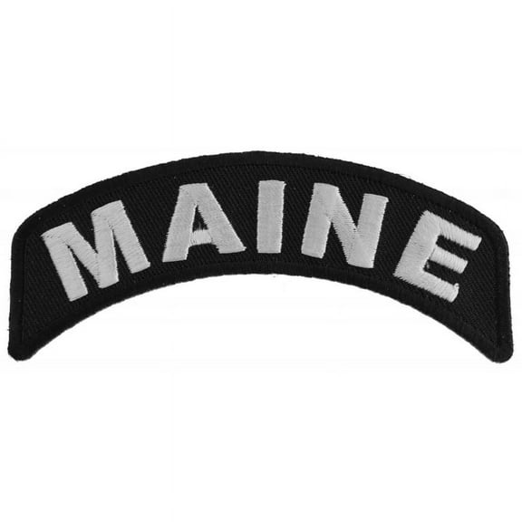Patch, Small Embroidered Rocker (Iron-On or Sew-On), Maine State Patch, 4" x 1.75" Arch