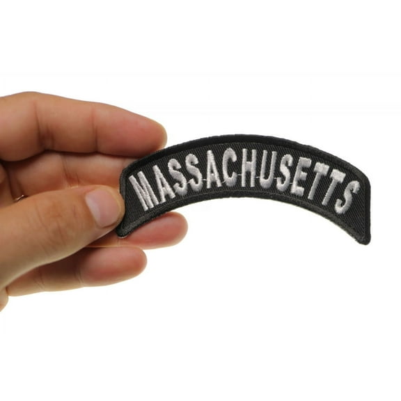 Patch, Small Embroidered Rocker (Iron-On or Sew-On), Massachusetts State Patch, 4" x 1.75" Arch