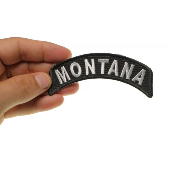 Patch, Small Embroidered Rocker (Iron-On or Sew-On), Montana State Patch, 4" x 1.75" Arch