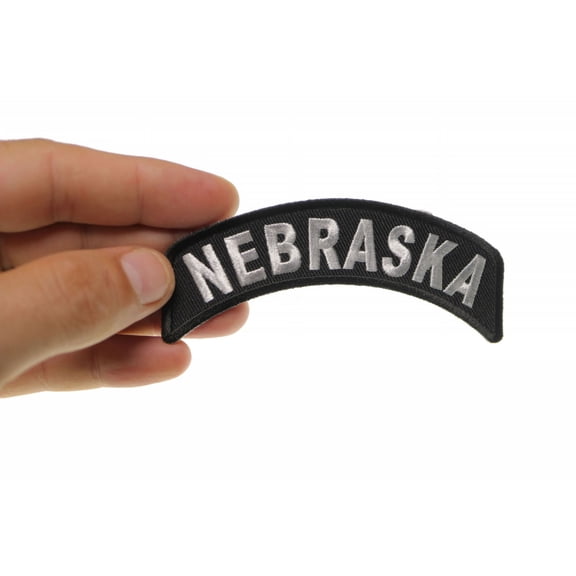 Patch, Small Embroidered Rocker (Iron-On or Sew-On), Nebraska State Patch, 4" x 1.75" Arch