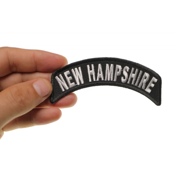 Patch, Small Embroidered Rocker (Iron-On or Sew-On), New Hampshire State Patch, 4" x 1.75" Arch