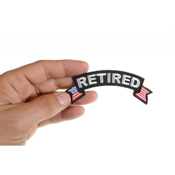 Patch, Small Embroidered Rocker (Iron-On or Sew-On), Retired United States Flag, 4" x 1.5" Arch