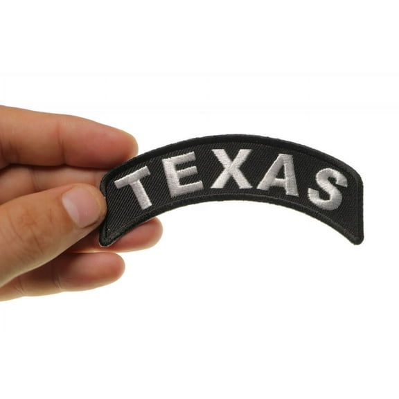 Patch, Small Embroidered Rocker (Iron-On or Sew-On), Texas State Patch, 4" x 1.75" Arch