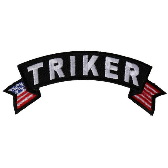 Patch, Small Embroidered Rocker (Iron-On or Sew-On), Triker United States Flag, 4" x 1.5" Arch