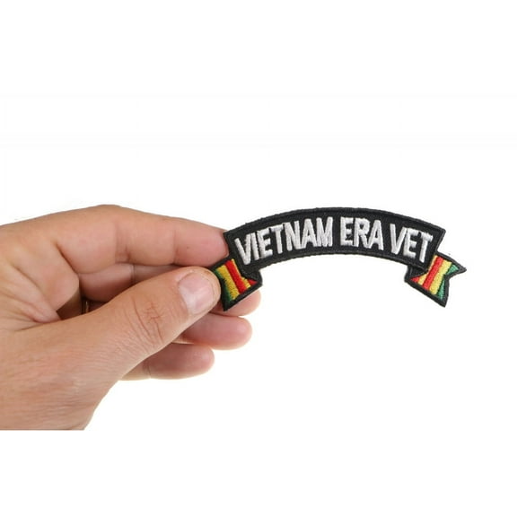 Patch, Small Embroidered Rocker (Iron-On or Sew-On), Vietnam Era Vet Service Ribbon Military, 4" x 1.5" Arch