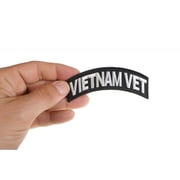 Patch, Small Embroidered Rocker Iron-On or Sew-On, Vietnam Military Vet White on Black, 3.75" x 1.5" Arch