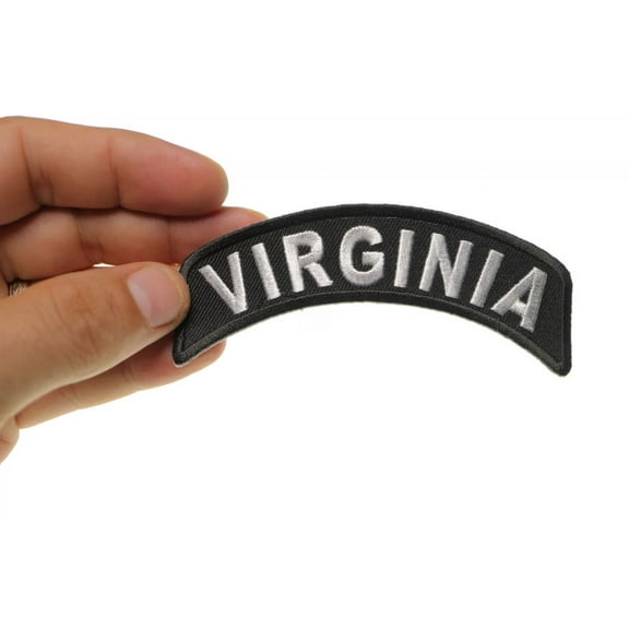 Patch, Small Embroidered Rocker (Iron-On or Sew-On), Virginia State Patch, 4" x 1.75" Arch