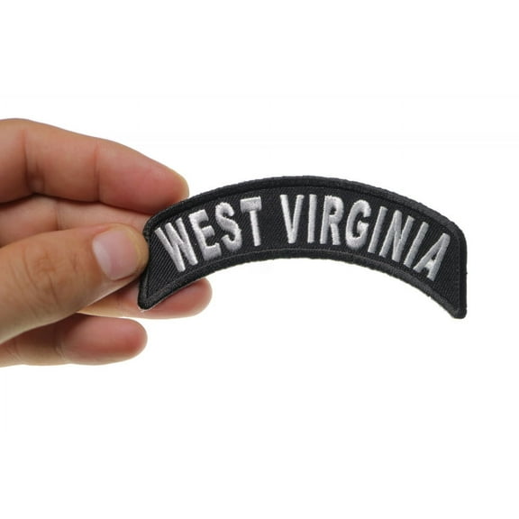 Patch, Small Embroidered Rocker (Iron-On or Sew-On), West Virginia State Patch, 4" x 1.75" Arch