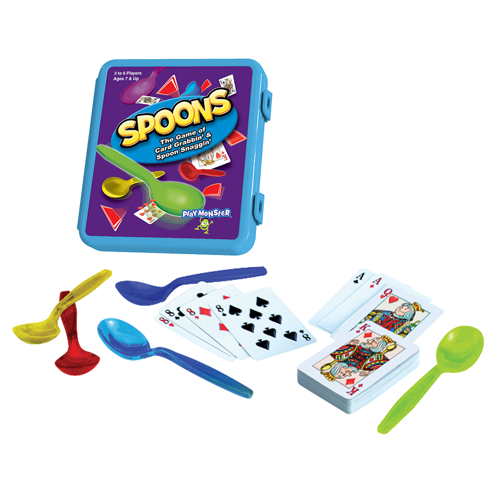 PATCH PlayMonster Spoons in a Case, Fun Family Card Game, 3-6 Multi-Player, Children Ages 7+