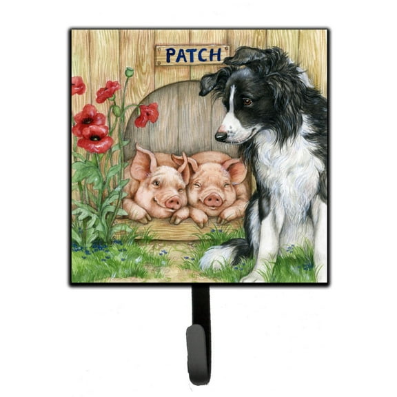 Patch the Border Collie and Piglet Friends Leash or Key Holder