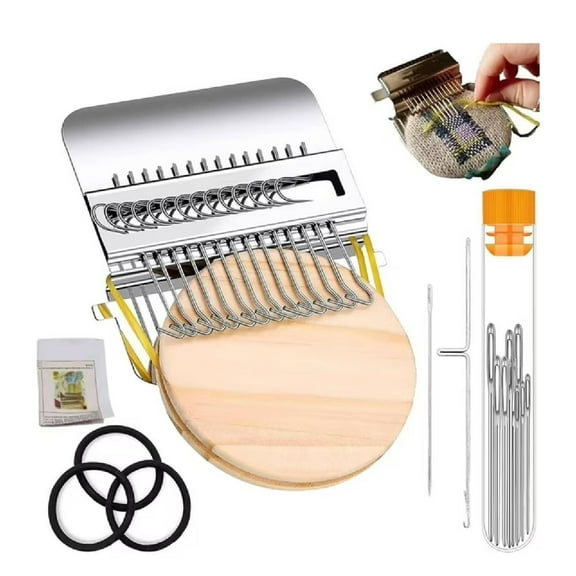 PatchMaker 2.0 Kit, Loom Knitting Kit for Beginners, Mini Portable Patch Darning Loom Kit, Patchwork Weaving Tool Set for Quickly Sewing Repair, Sewing Craft Supplies&nbsp;(12 hooks)