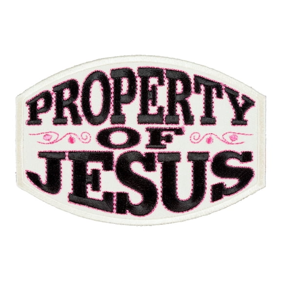 Cream Property of Jesus Embroidered Iron On Patch