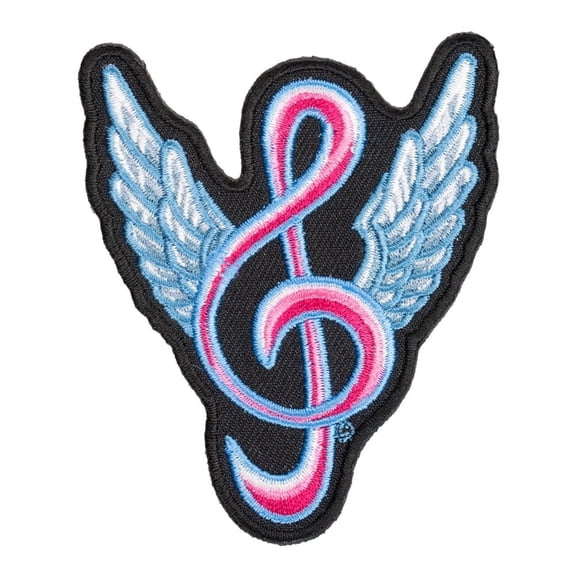 When Angels Sing G Clef Embroidered Iron On Patch