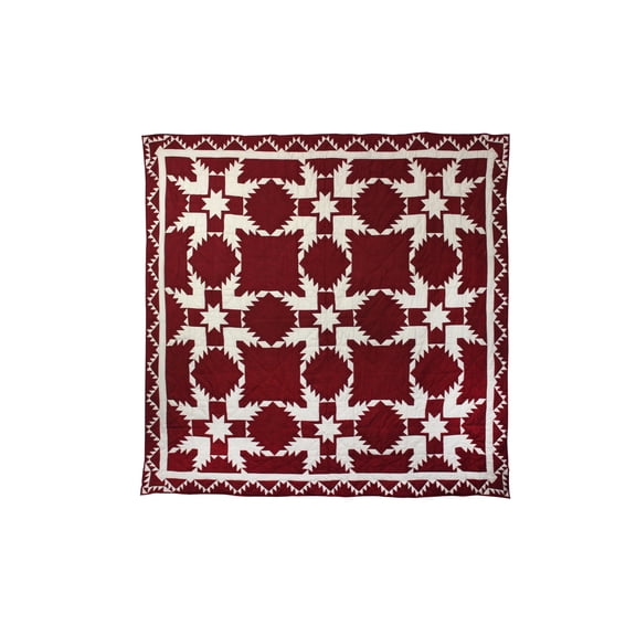 Patchmagic Ruby Feathered Star Vintage Quilt Throw, 50"W x 60"L, Reversible