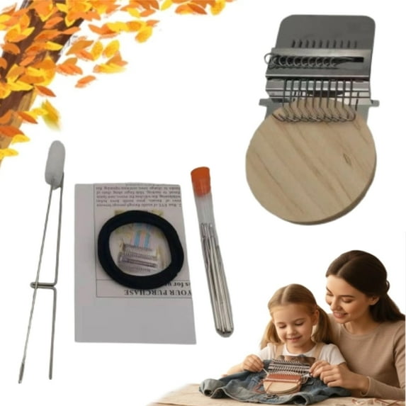 Patchmaker 2.0 Kit, Darning Looms Quickly Mini Mending Convenient Darning-Loom for Mending Jeans Socks Clothes Looms Machine Makes Beautiful Stitching DIY Weaving Arts(10 Needles)