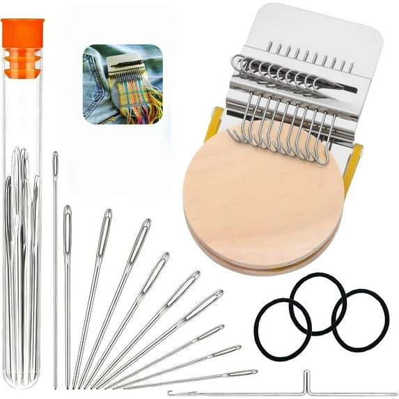Patchmaker 2.0 Kit, Knitting Kit for Beginners, Portable Patch Darning Kit, Patchwork Weaving Tool Set for Quickly Sewing Repair, Sewing (10 Hooks)