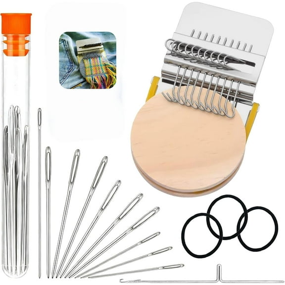 Patchmaker 2.0 Kit, Knitting Kit for Beginners, Portable Patch Darning Kit, Patchwork Weaving Tool Set for Quickly Sewing Repair, Sewing (10 Hooks)