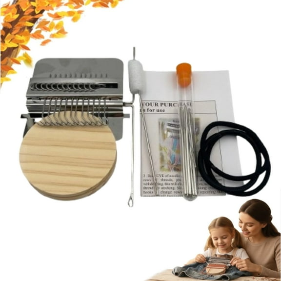 Patchmaker 2.0 Kit, Loom Knitting Kit for Beginners, Mini Portable Patch Darning Loom Kit, Patchwork Weaving Tool Set for Quickly Sewing Repair, Sewing Craft Supplies(12 Needles)