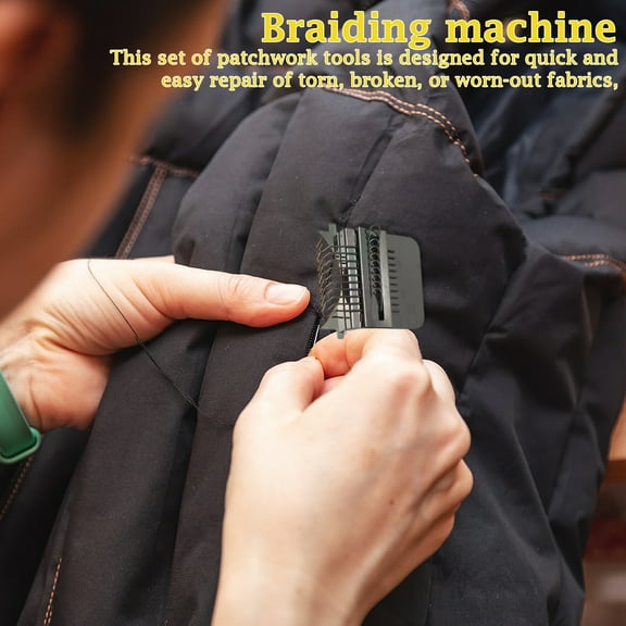 Patchmaker Knitting 2.0 Kit,Knitting Kit,Mini Portable Patch Darning Kit,Patchwork Weaving Tool Set,Patch Maker for Mending Jeans Socks Clothes (28-peg)