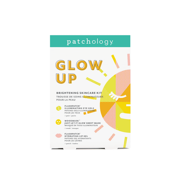 Patchology Glow Up Brightening Skincare Kit With Radiance Mask & Eye and Lip Gels