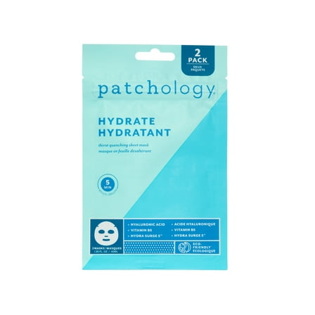 Patchology Hydrate Sheet Face Mask for Beauty Skincare, 2 Pack