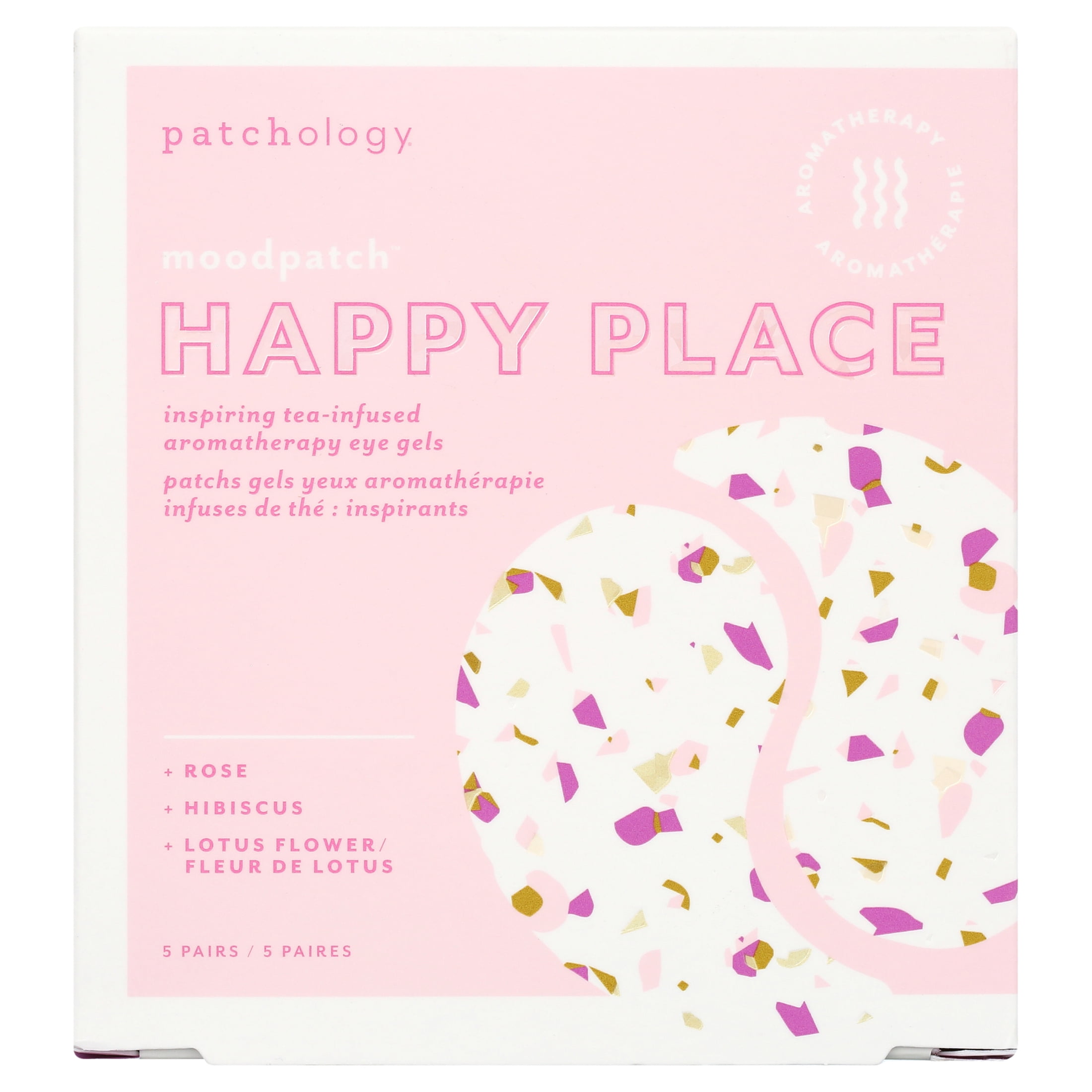 Patchology Moodpatch Happy Place Puffiness and Wrinkles Reducer Under Eye Masks Gel Skin Care, 5 Pack