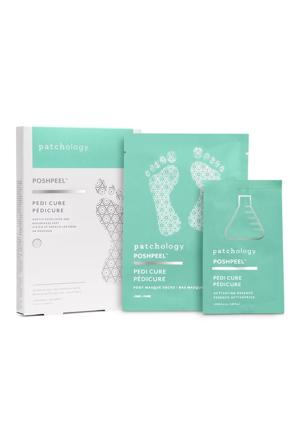 Posh Pedi Cure Skin Exfoliant Foot Mask Socks, 0.68 fl oz