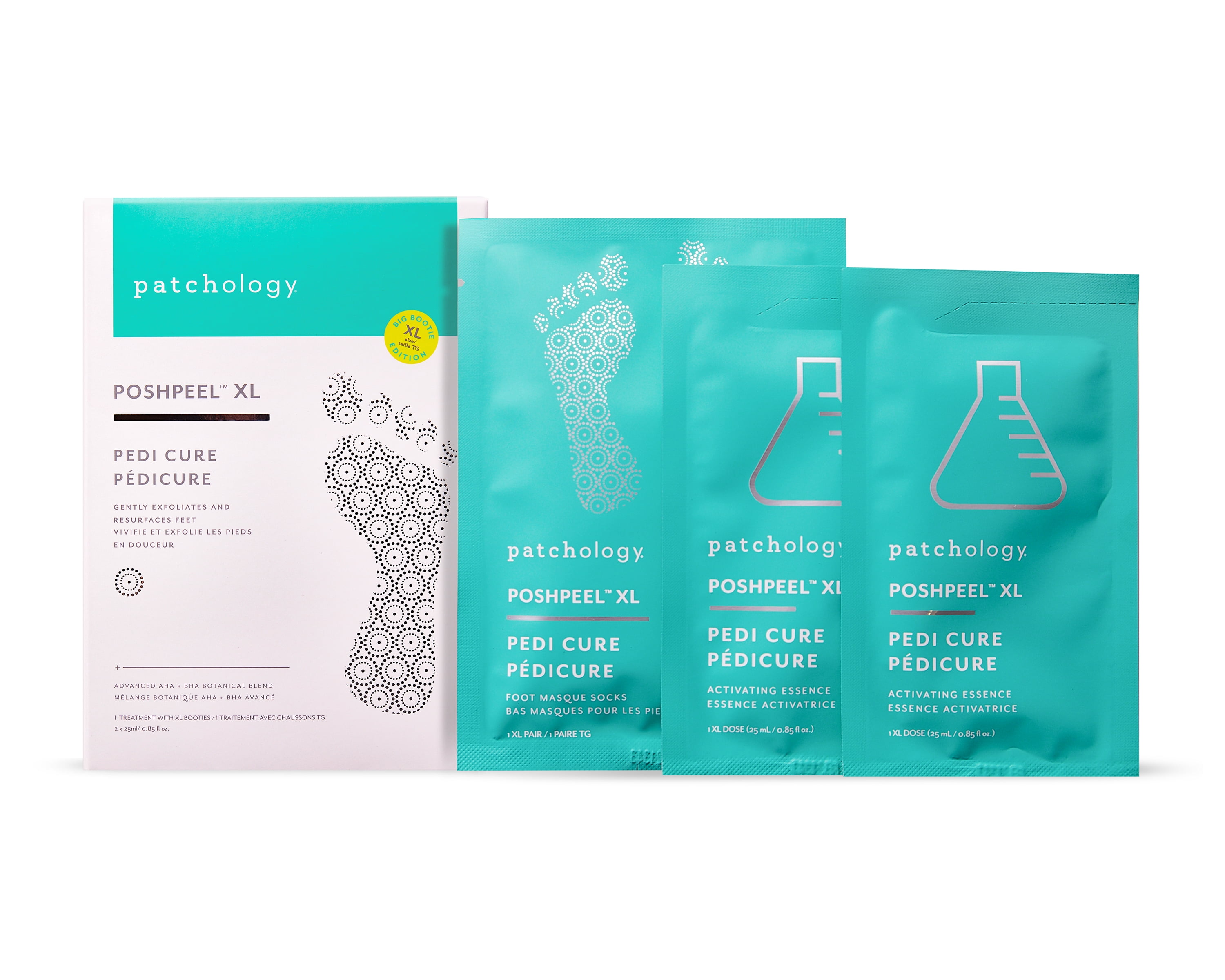 Patchology PoshPeel Pedi Cure XL: Intensive Foot Peel Treatment Foot Mask, 1 Treatment/Box