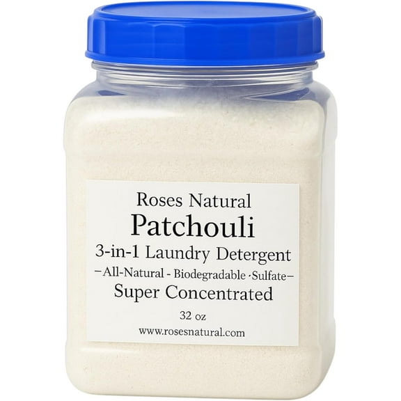 Patchouli 3-in-1 Laundry Detergent, Super Concentrated, All-Natural, Sulfate-Free, 32 oz, Non-Toxic, Stain Remover, Vegan-Friendly, Made in the USA