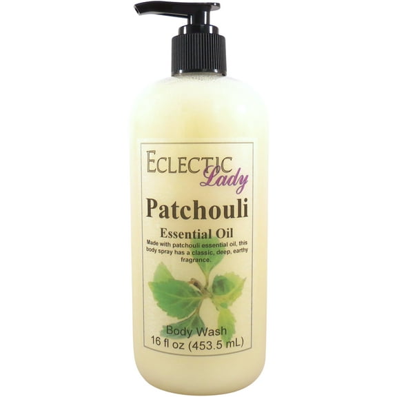 Patchouli Essential Oil Body Wash by Eclectic Lady, Liquid Shower Gel for Women and Men, 16 Ounces
