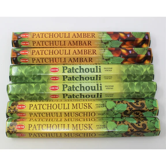 Patchouli, Patchouli Amber, Patchouli Musk: Hem Incense Set 6 X 20 = 120 Sticks