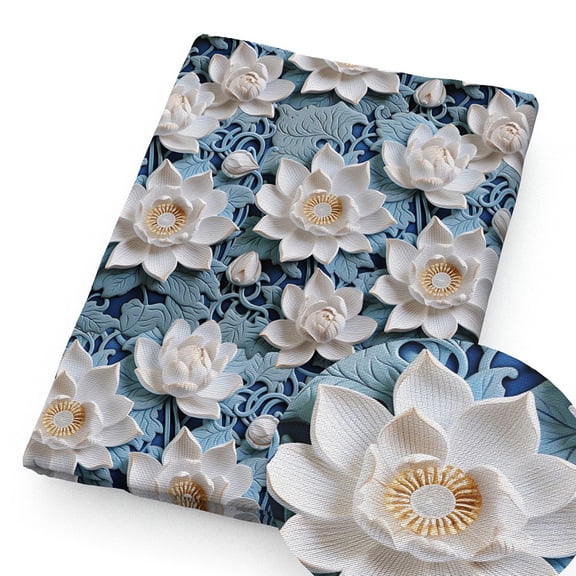Patchwork 3D Flowers Printed Polyester Cotton Fabric for Sewing Quilt Fabrics