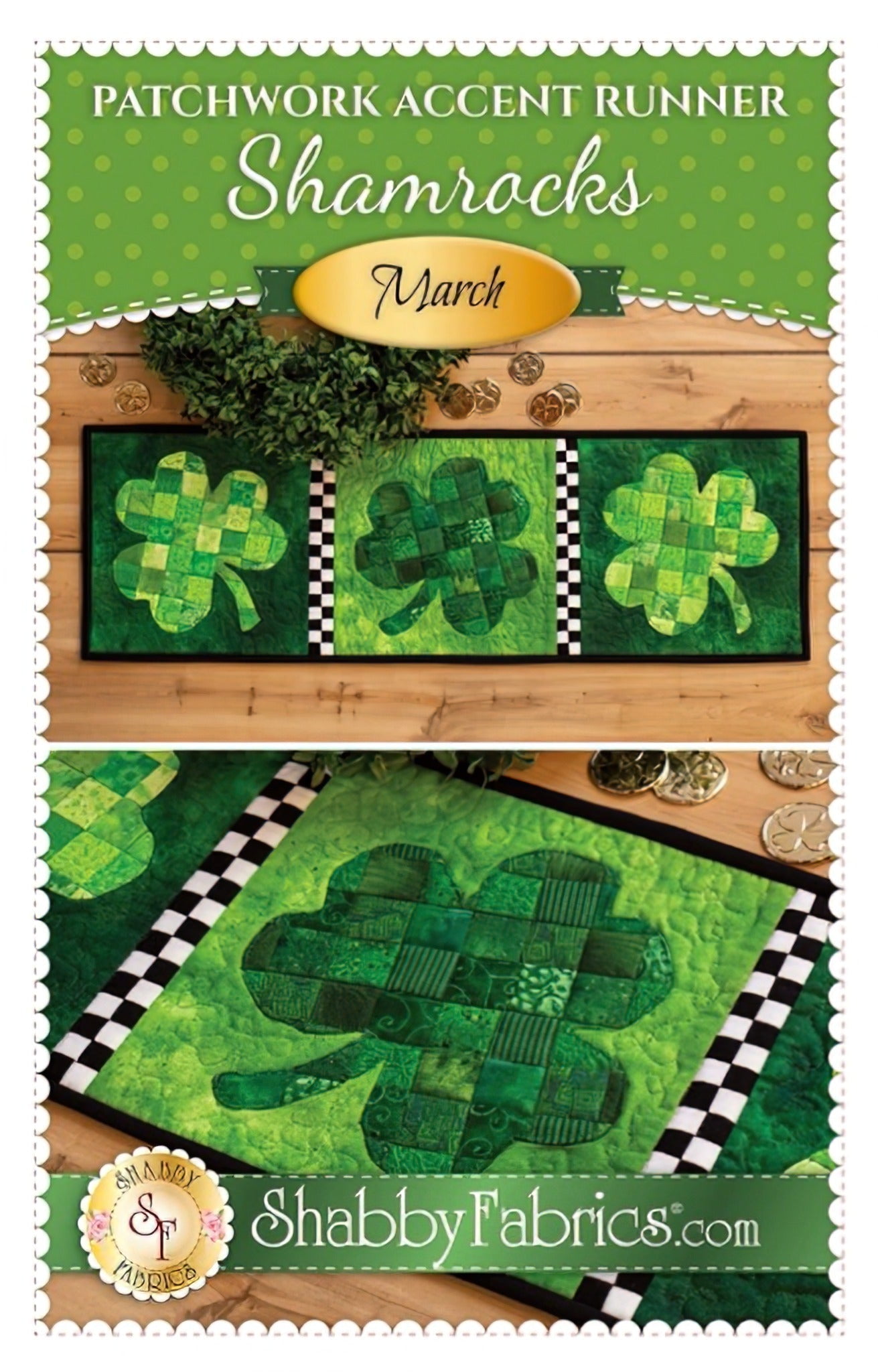Patchwork Accent Runner - Shamrocks March Pattern by Shabby Fabrics