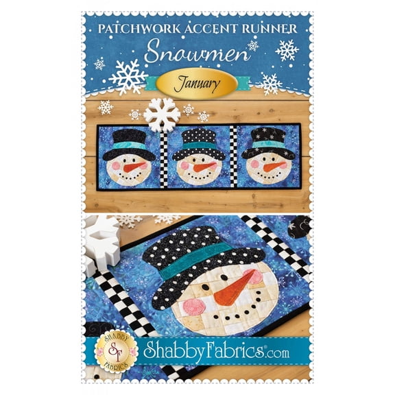 Patchwork Accent Runner Snowmen January