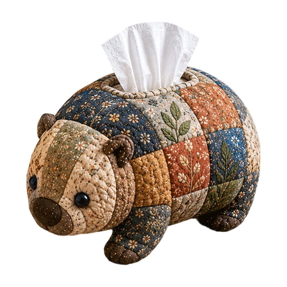 Patchwork Animal Ornament Kit, Handmade Sewing Wild Animals Tissue Box DIY Set, Cute Animal Quilted Sewing Craft Kit for Adults & Beginners, Woodland Animal Sewing Craft with Pre-Cut Fabric