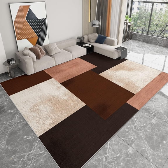 Patchwork Area Rugs, Retro Traditional Patchwork Squares Stripes Carpet, Washable Non Slip Low Pile Soft Rug for Living Room Bedroom Entryway Decor Mat 2x3ft