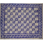 Patchwork Batik Tapestry Cotton Spread 108" x 88" Full-Queen Blue