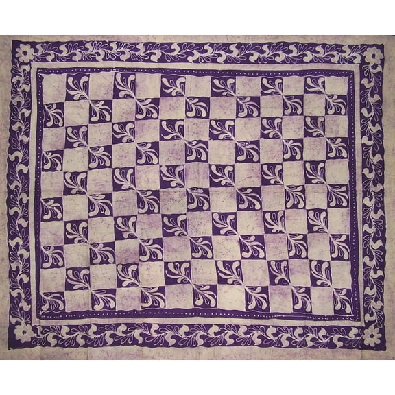 Patchwork Batik Tapestry Cotton Spread 108" x 88" Full-Queen Purple