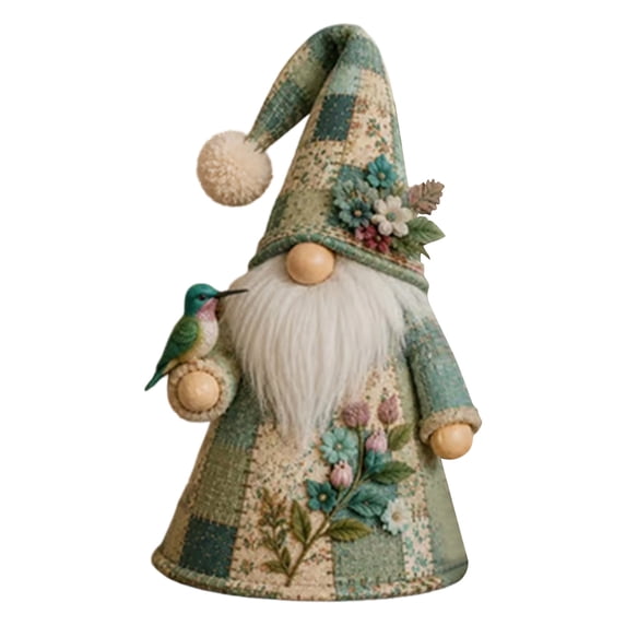 Patchwork Bird Gnome Light Collection, Warm Glowing Tabletop Decor | Lighted Christmas Decoration, Cozy Accent Figurine for Mantels, Holiday Home Gift, Cardinal Details
