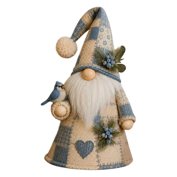 Patchwork Bird Gnome Light Collection, Warm Glowing Tabletop Decor | Lighted Christmas Decoration, Cozy Accent Figurine for Mantels, Holiday Home Gift, Cardinal Details