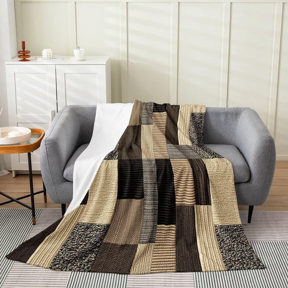 Patchwork Blanket for Couch Soft Warm Throw Blanket for Sofa Bed Living Room